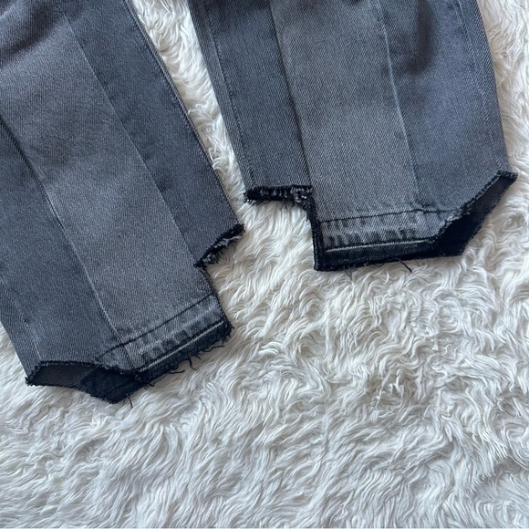 Frame Jeans Denim Nouveau Le Mix Straight Leg Crop Distressed Raw Hem Gray 32 - Picture 9 of 14